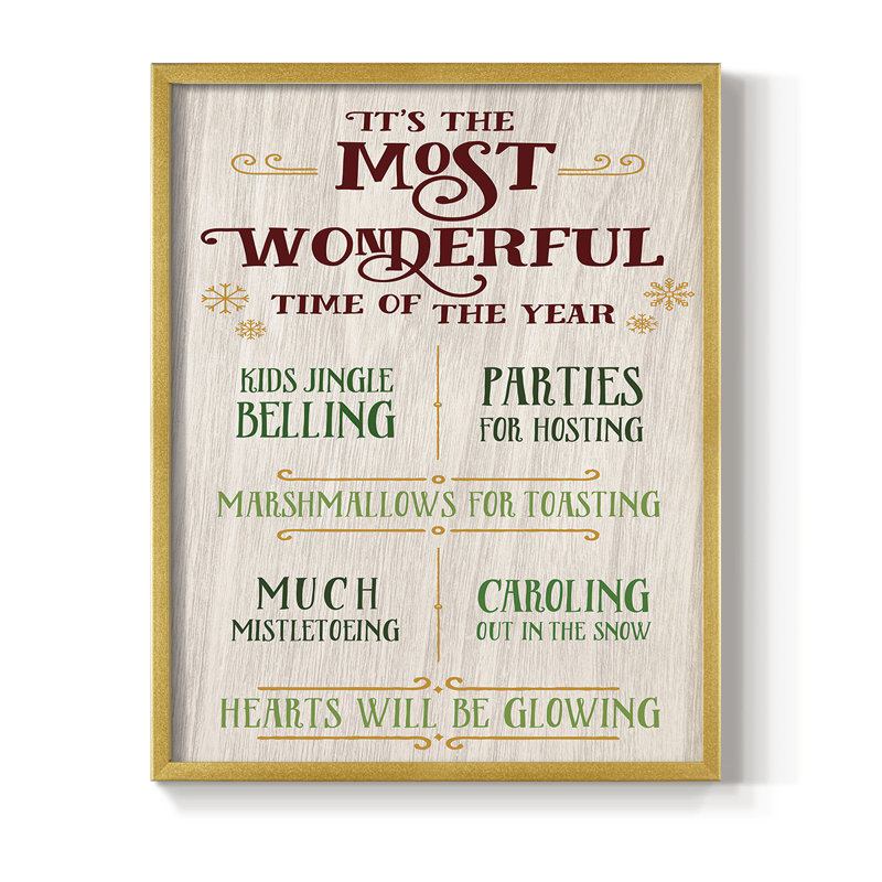 «Most Wonderful», reproduction encadrée - bois massif, H 11 po x l 9 po, Doré