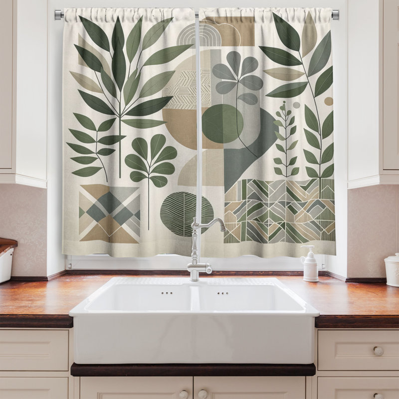 Monstera Kitchen Curtain, 55" W x 45" L