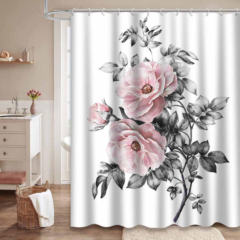 Aquarelle de fleurs florales roses avec 12 crochets, L 72 po x l 72 po