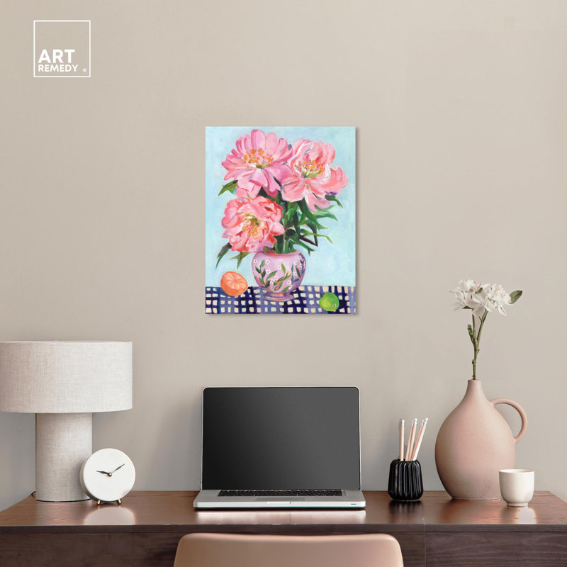 Romantic Floral Canvas Wall Art with Mirrored Edges, 20" x 16"