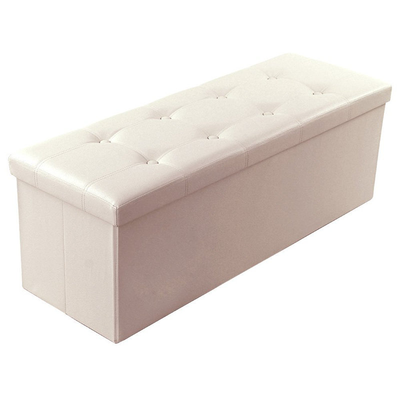 Banc de rangement en similicuir Ajeesh, Beige