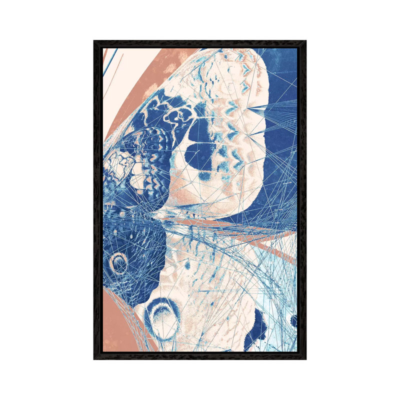 Butterfly Triptych III - Painting on Canvas, Black Framed, 101.6cm H x 66.04cm W x 3.81cm D