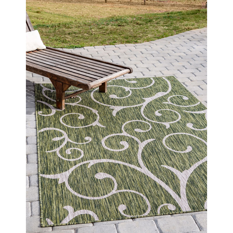 Outdoor Kona Area Rug Moss Color, Rectangle 9' x 12'