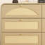 Commode 8 tiroirs avec façade en rotin, commode à panneaux de particules larges, armoire de rangement moderne en bois pour le salon de la chambre à coucher