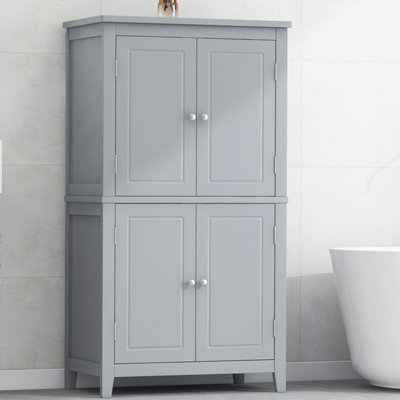 Elegant Bathroom Floor Storage Cabinet Bathroom Storage Unit, Freestanding Cabinet with 4 Doors by Lark Manor