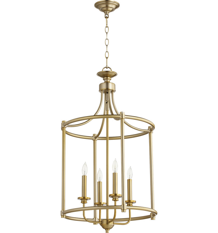 Herman 4 - Light Lantern Drum Chandelier, Aged Brass