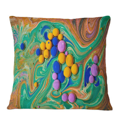 Abstrait, art abstrait, bulles colorées en acrylique - Coussin décoratif imprimé moderne