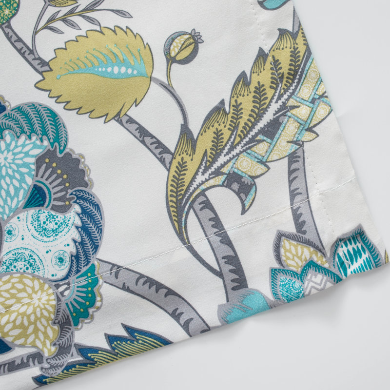 Cantonnière 52 po Akinruntan, Gris sarcelle, L 14 po x l 52 po , Floral Leaves