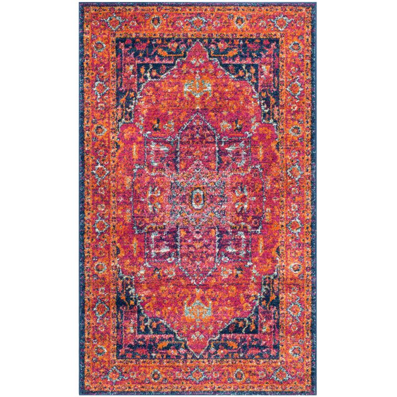 Tapis oriental orange / fuchsia Annette, Rectangle 3 pi x 5 pi