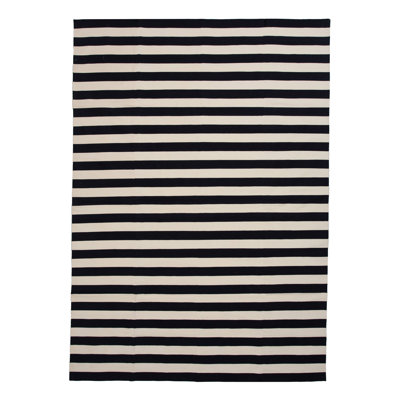 Black & White Dhurrie Cotton Rug - 10' x 14'5