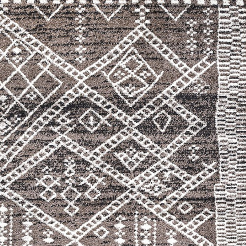 Maghull Modern Tribal Geometric Brown/Ivory Rug, Rectangle 7'8" x 10'