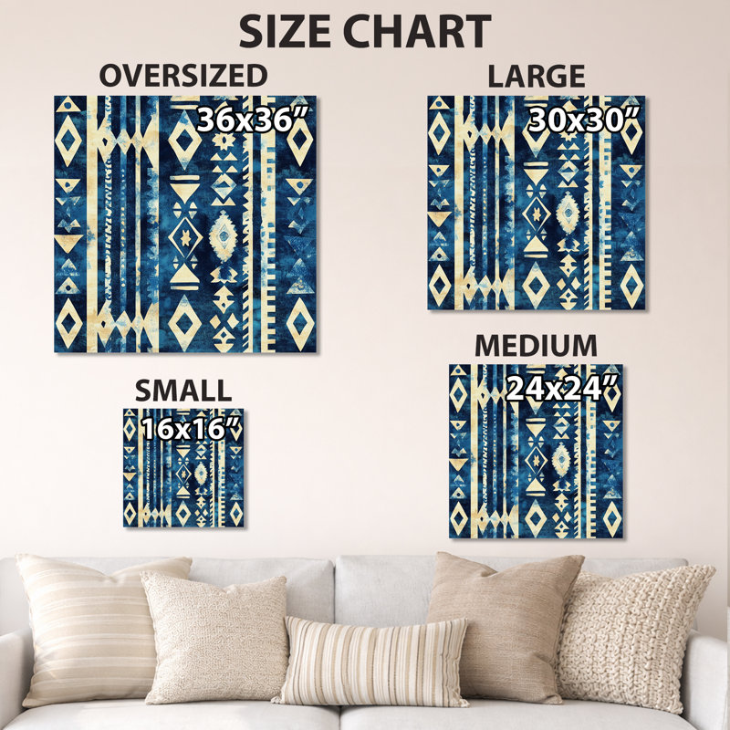 Motif tribal Indigo, L 23 po x H 23 po