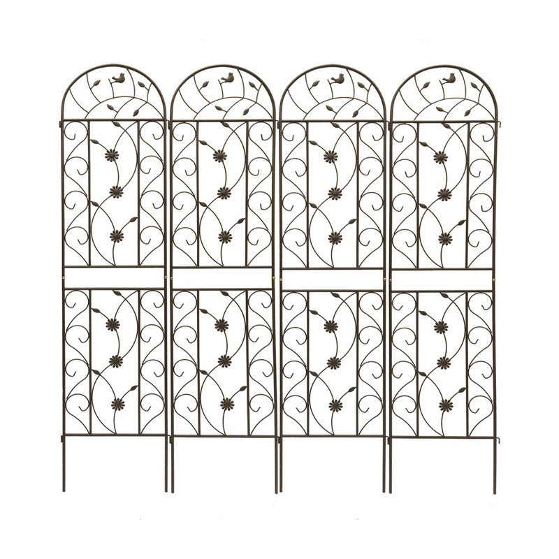 Paquet de 4 treillis de jardin en métal 86,7 po x 19,7 po antirouille pour plantes grimpantes Jardin d'extérieur brun