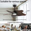 Ventilateur de plafond en bois d'acacia avec lumière, pales de 44 pouces, moteur à courant continu, DEL à intensité variable, télécommande, pour les grandes pièces et les plafonds inclinés