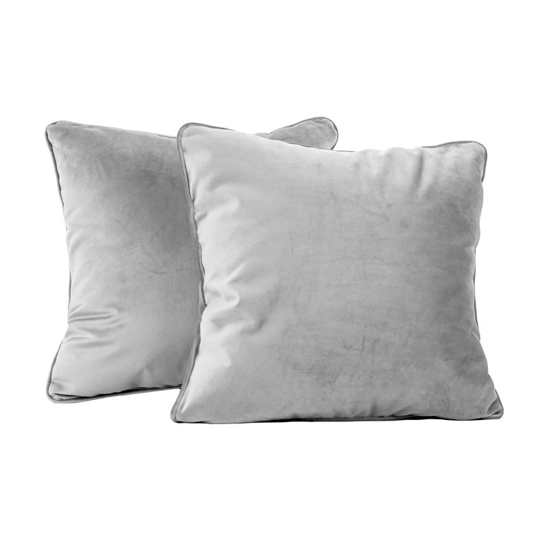 Rectangle Lumbar Microfiber Pillow with Piping, 2-pack, Square 18", Sterling
