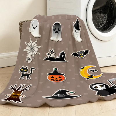 Orange Ultra Soft Flannel Fleece Throw Blanket,Halloween Single-Sided Print