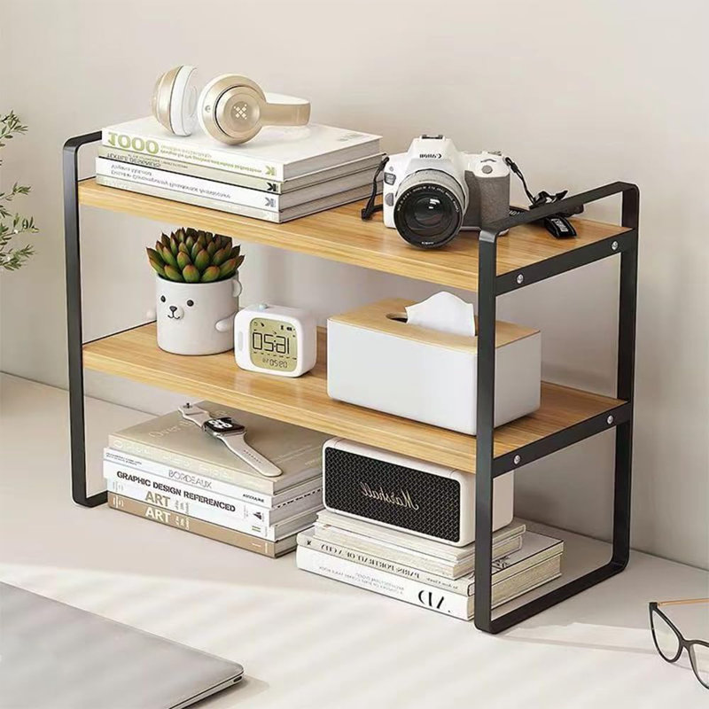 Desktop Organizer Shelf, 2-Tier Multipurpose Wood Offic...