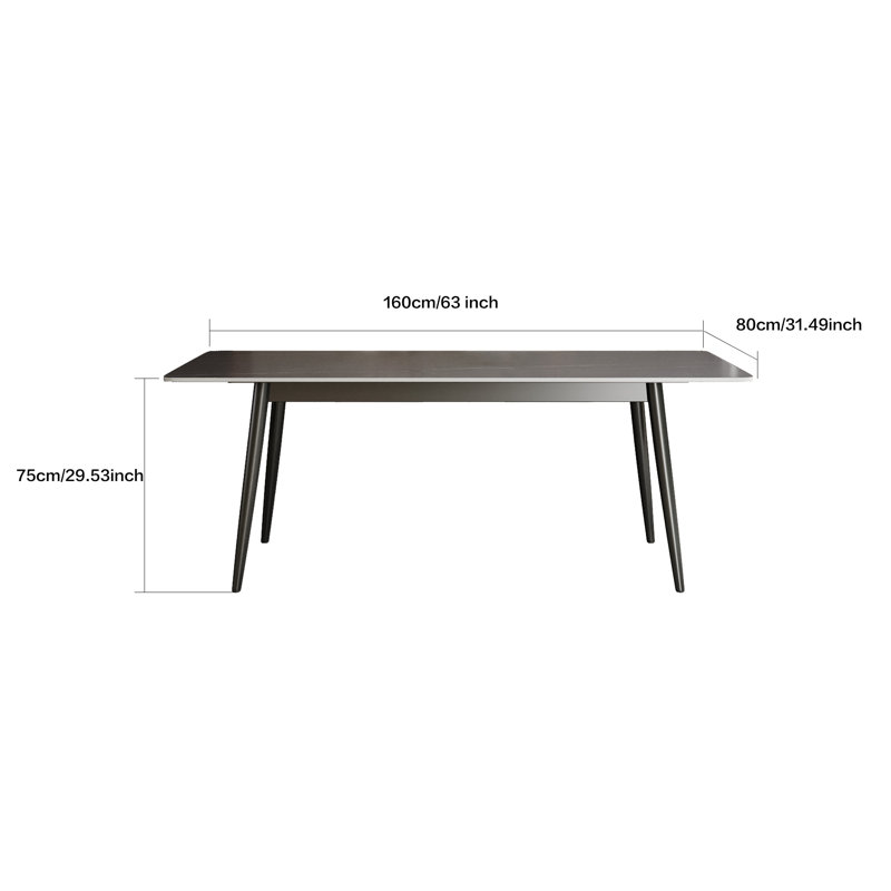 Metal Base Dining Table, Grey, 75 cm x 120 cm x 70 cm