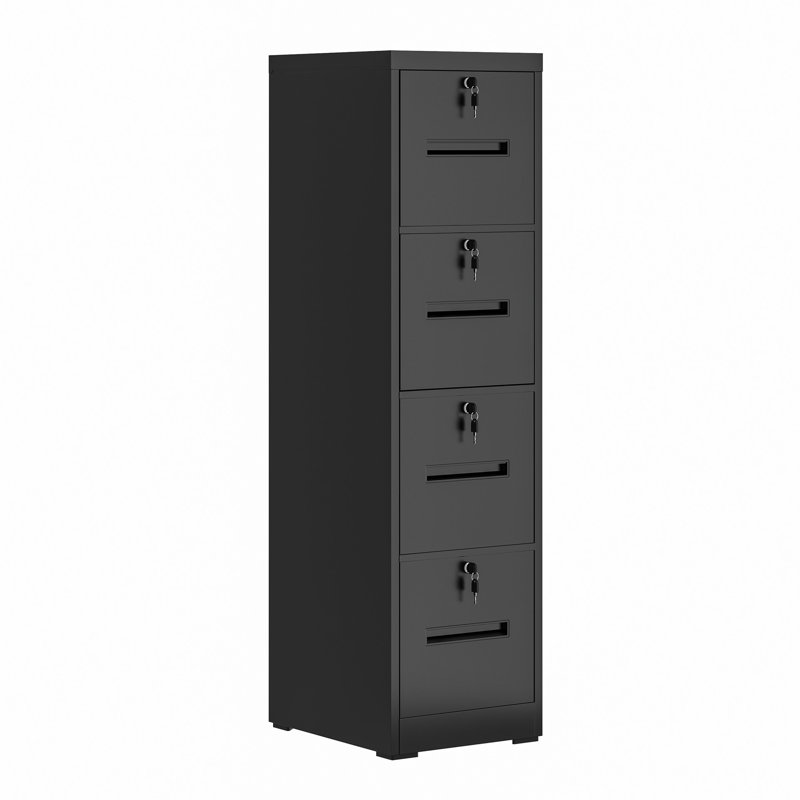 Classeur vertical 4 tiroirs noir pour petits bureaux