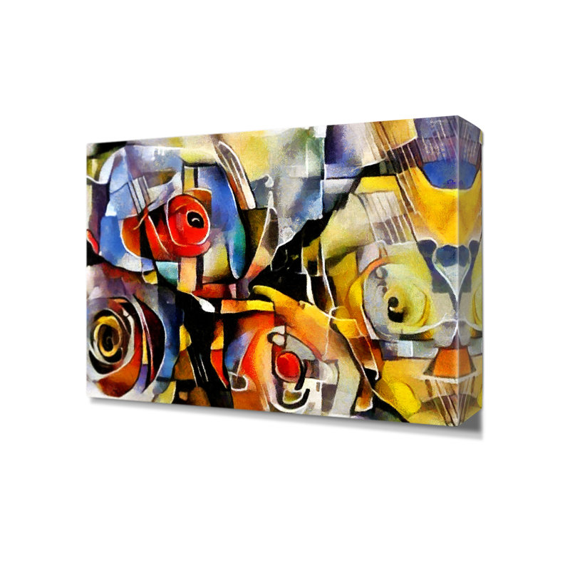 Floreen un bouquet de belles fleurs, style Picasso. Estampe numérique sur toile de coton sans acide, L 12 po x H 18 po