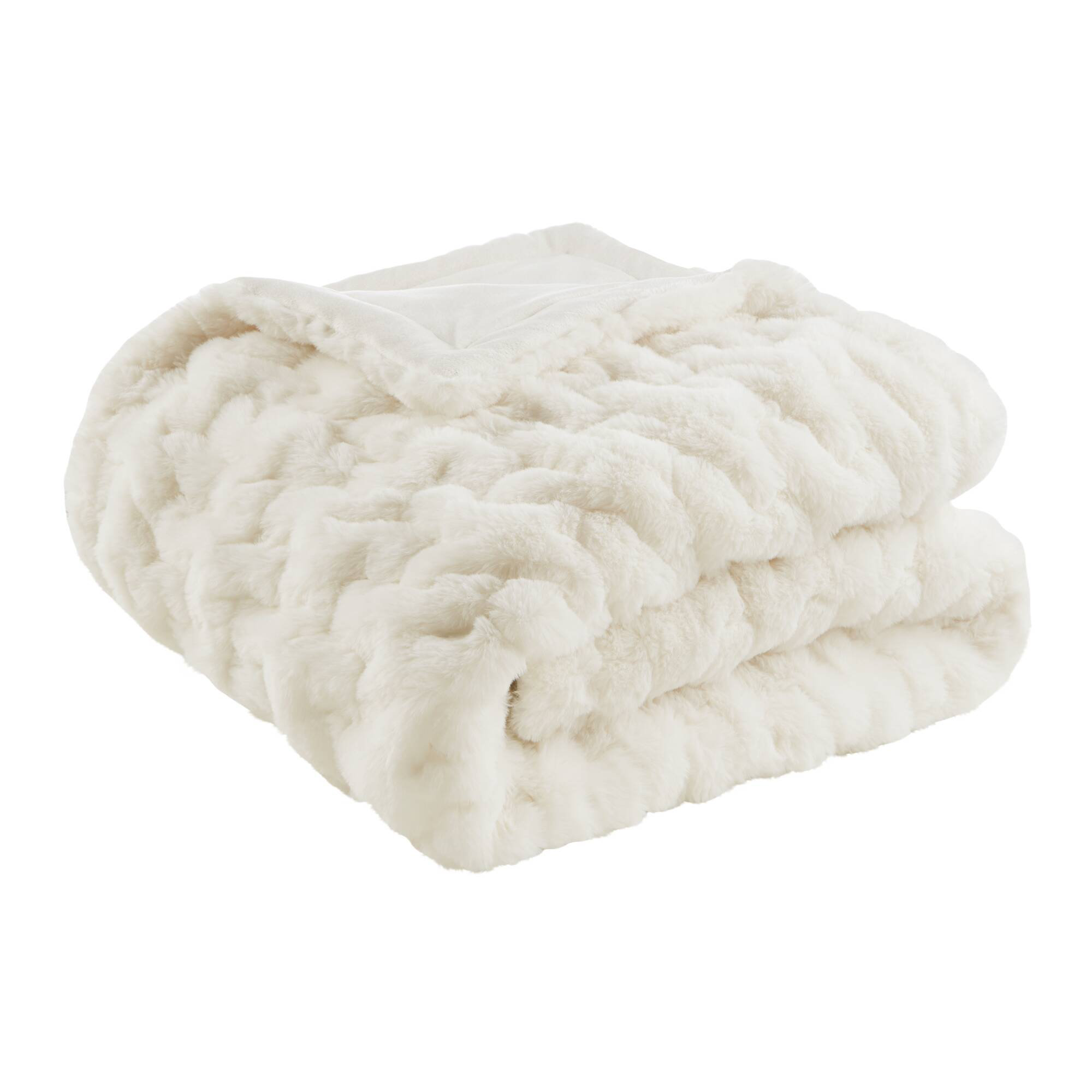 Madison Park Ruched Fur Throw & Reviews | Wayfair