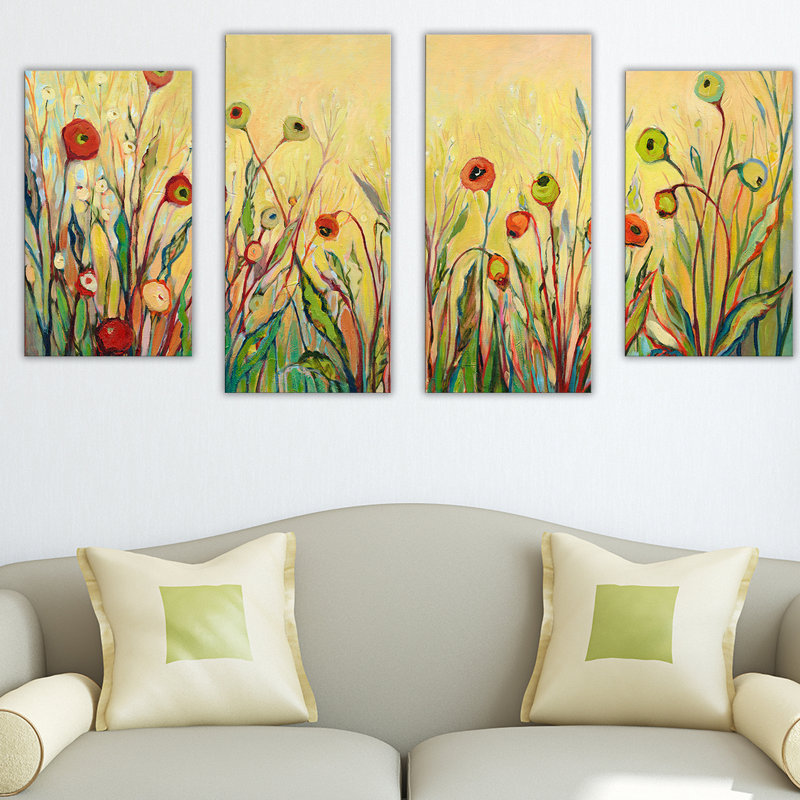 « summer pops » par jennifer lommers,, ensemble de 4 reproductions d’art sur toiles tendues, H 30 po x l 56 po x P 1 po