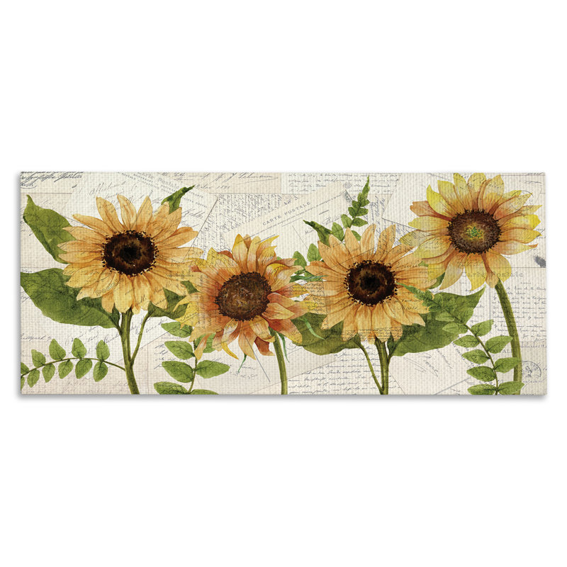 Tournesol et carte postale européenne rétro par Kim Allen - impression d'art graphique, H 17 po x l 40 po