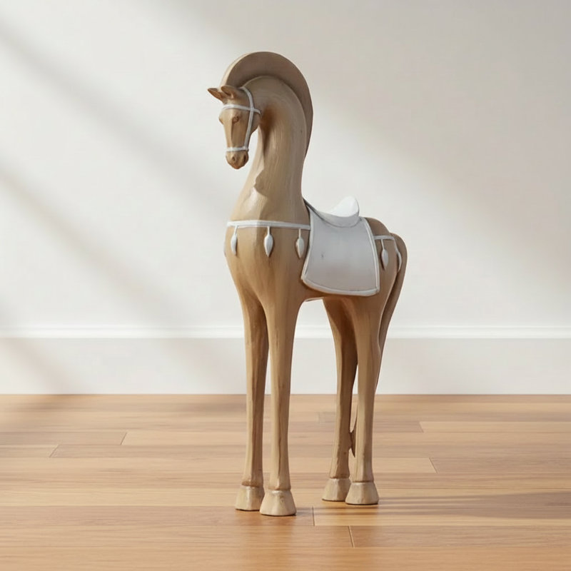 Stylized Handcrafted Vintage Wood Horse Figurine