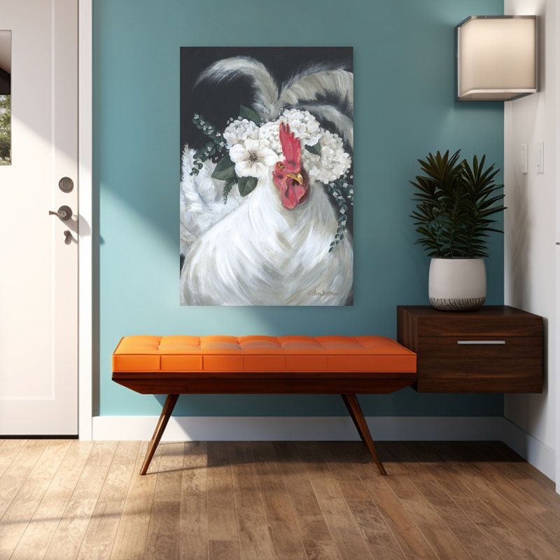 Art floral moderne coq floral, 48" H x 32" W