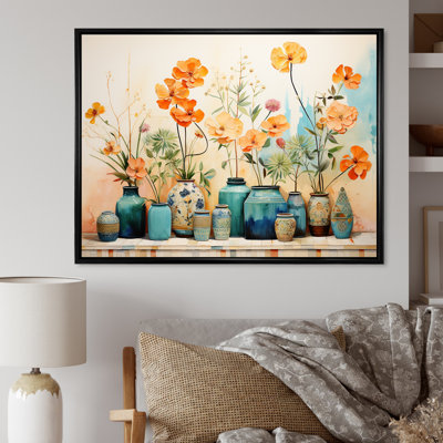 Aquarelle florale bleue II - art mural Boho