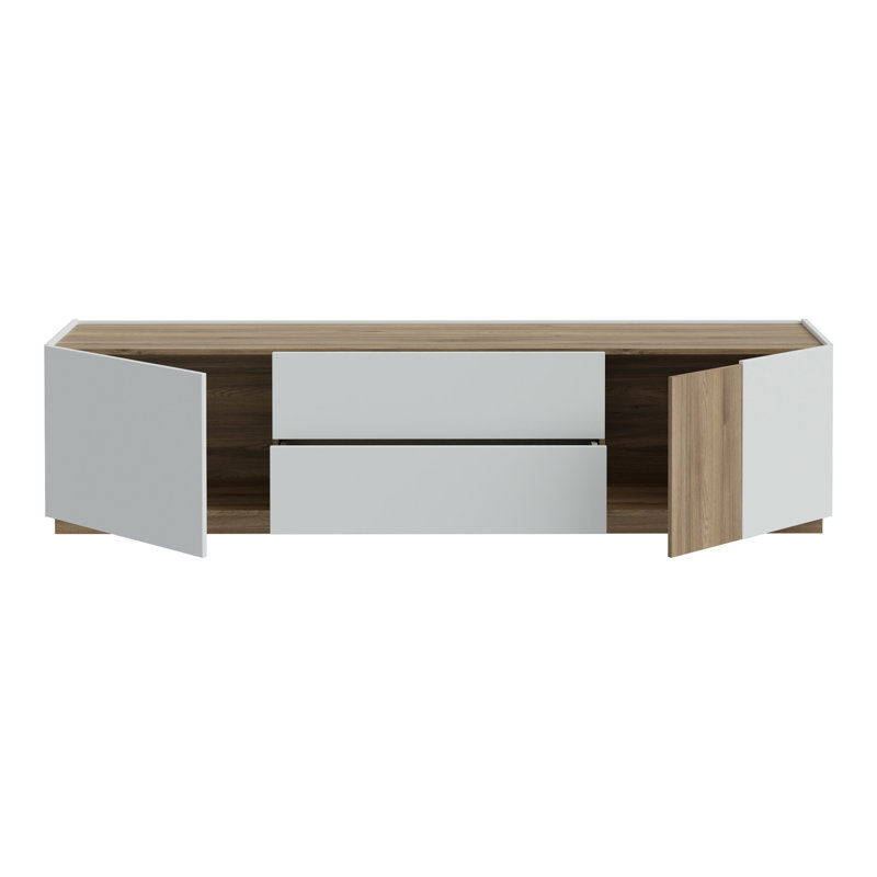 Savione Unfinished TV Stand for TVs up to 85", Valencia Oak