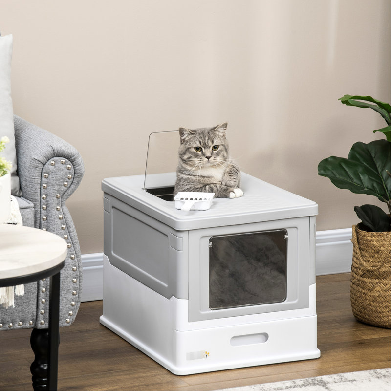 Coffre à chat gris