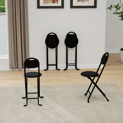 4Pcs Portable Folding Bar Stool With Footrest(Set Of 4)