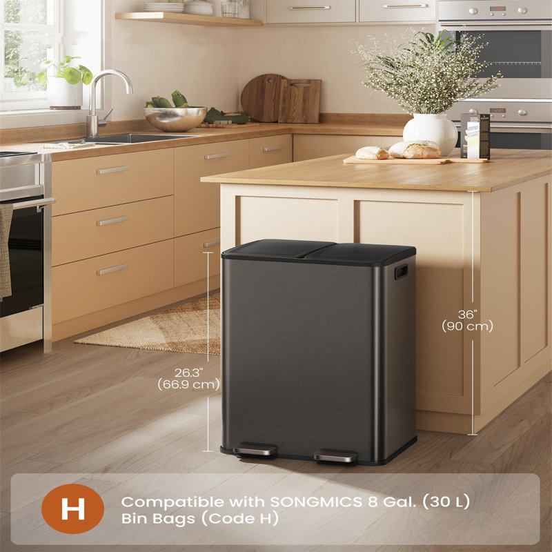 Stainless Steel Step On Waste Bin, Black