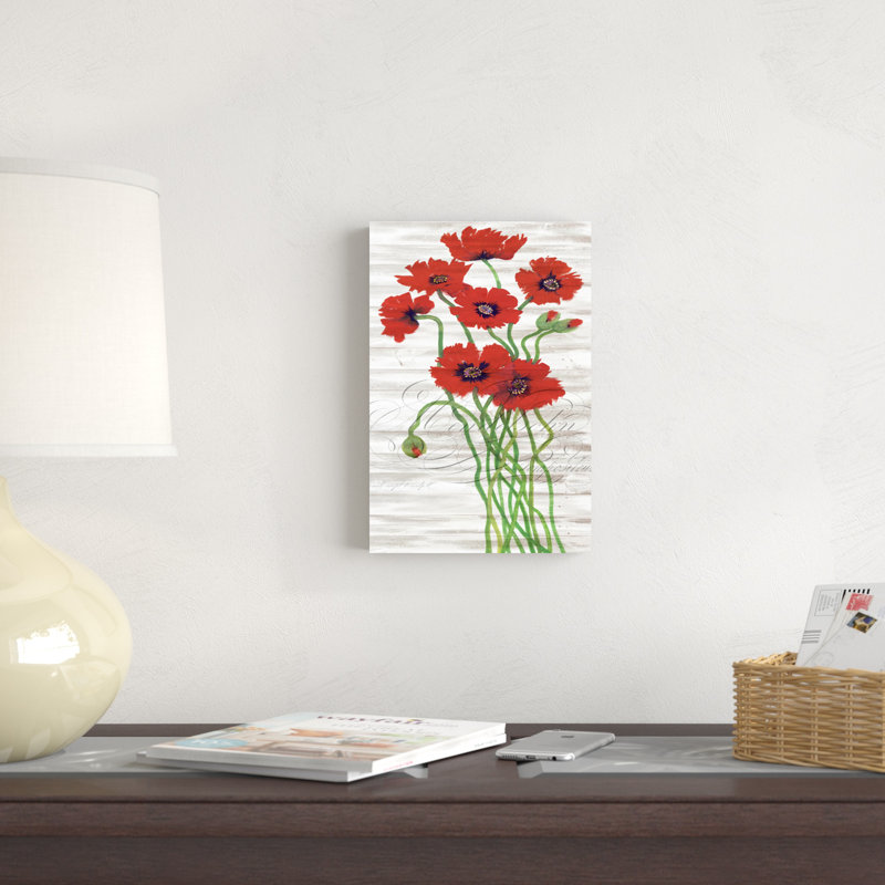 Panneau rouge coquelicot I, H 12 po x l 8 po
