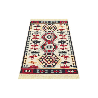 Premium Red Flatweave Carpet, 4.0 x 5.9 Feet | 100% Cotton, No Pile, 2.4 lbs/sq ft | Machine Washable at 86°F, Easy to Clean with Vacuum & Spot Remover | Perfect for Living Room & Bedroom Décor