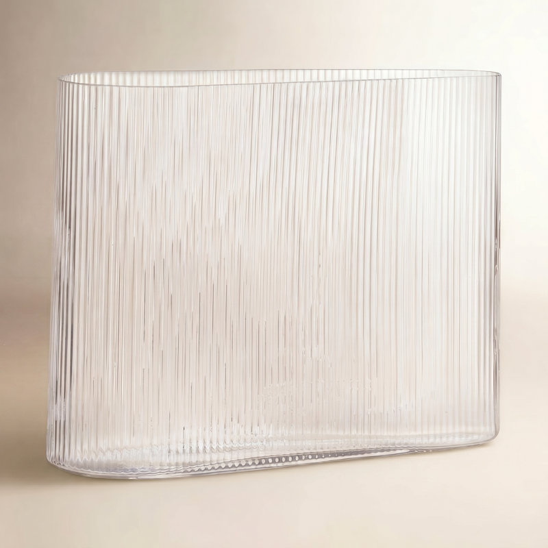 Mist Handmade Lead Free Crystal Table Vase, 8.25'' H X 10.6'' W X 3.94'' D