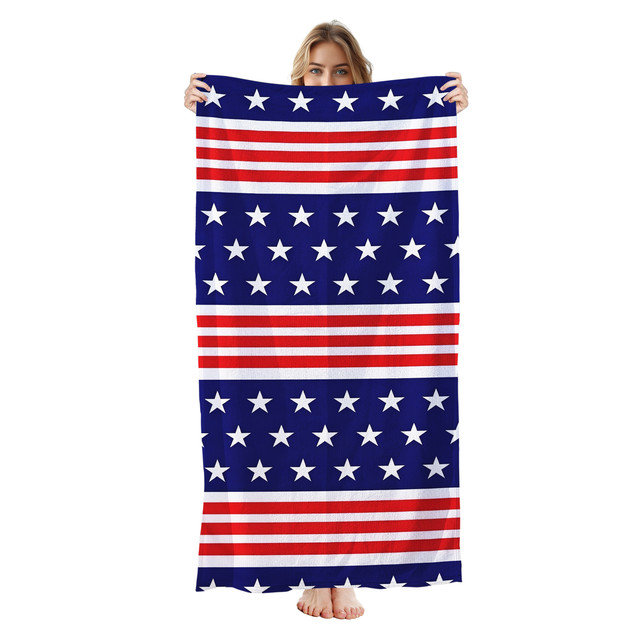  Microfiber Beach Towel Lightweight Travel Towel, Absorbent No Fade,30"x60",American flag star, American flag star