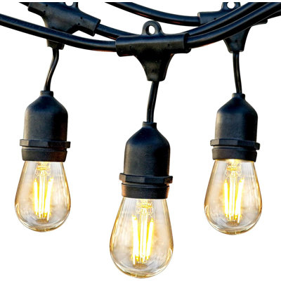 Waterproof LED Outdoor String Lights - Hanging, Dimmable 2w Vintage Edison Bulbs - 24 Ft