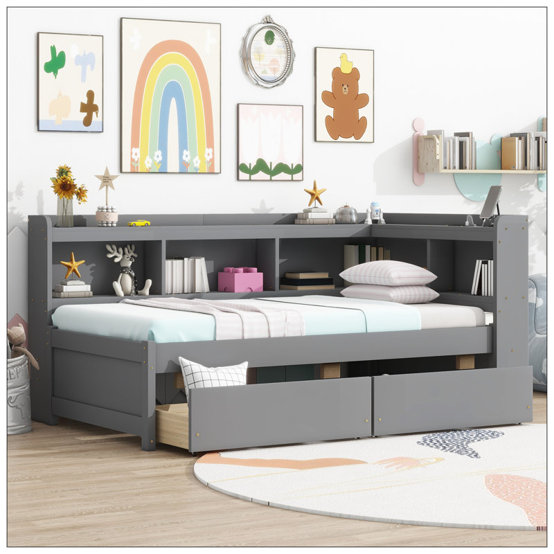 Lit pour chambre à coucher, gris, Simple