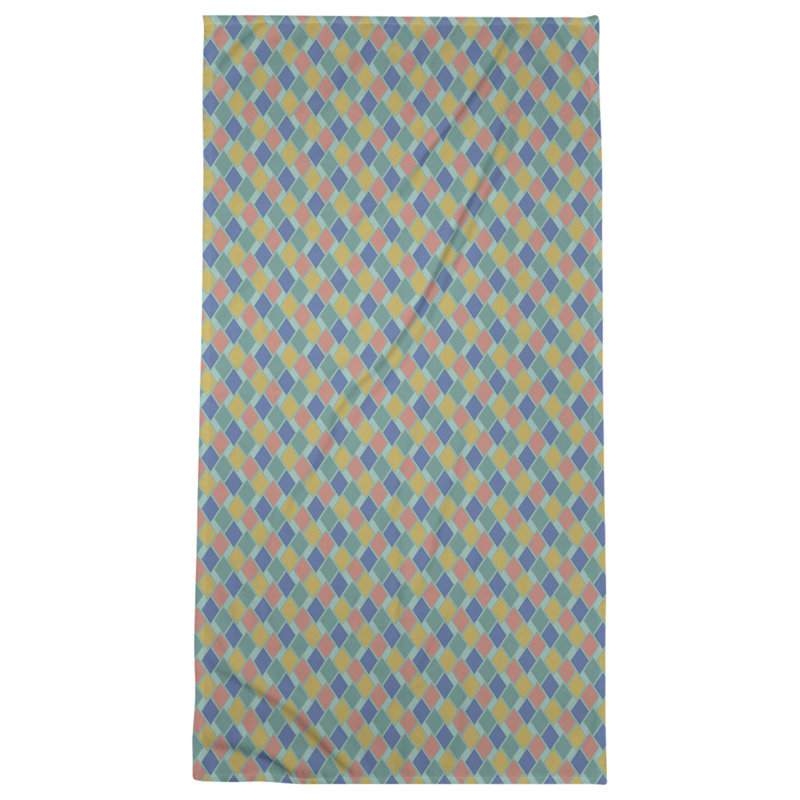 Serviette de bain à losanges Retro, Vert/gris