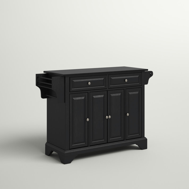 Royce Granite Top Kitchen Island, Black