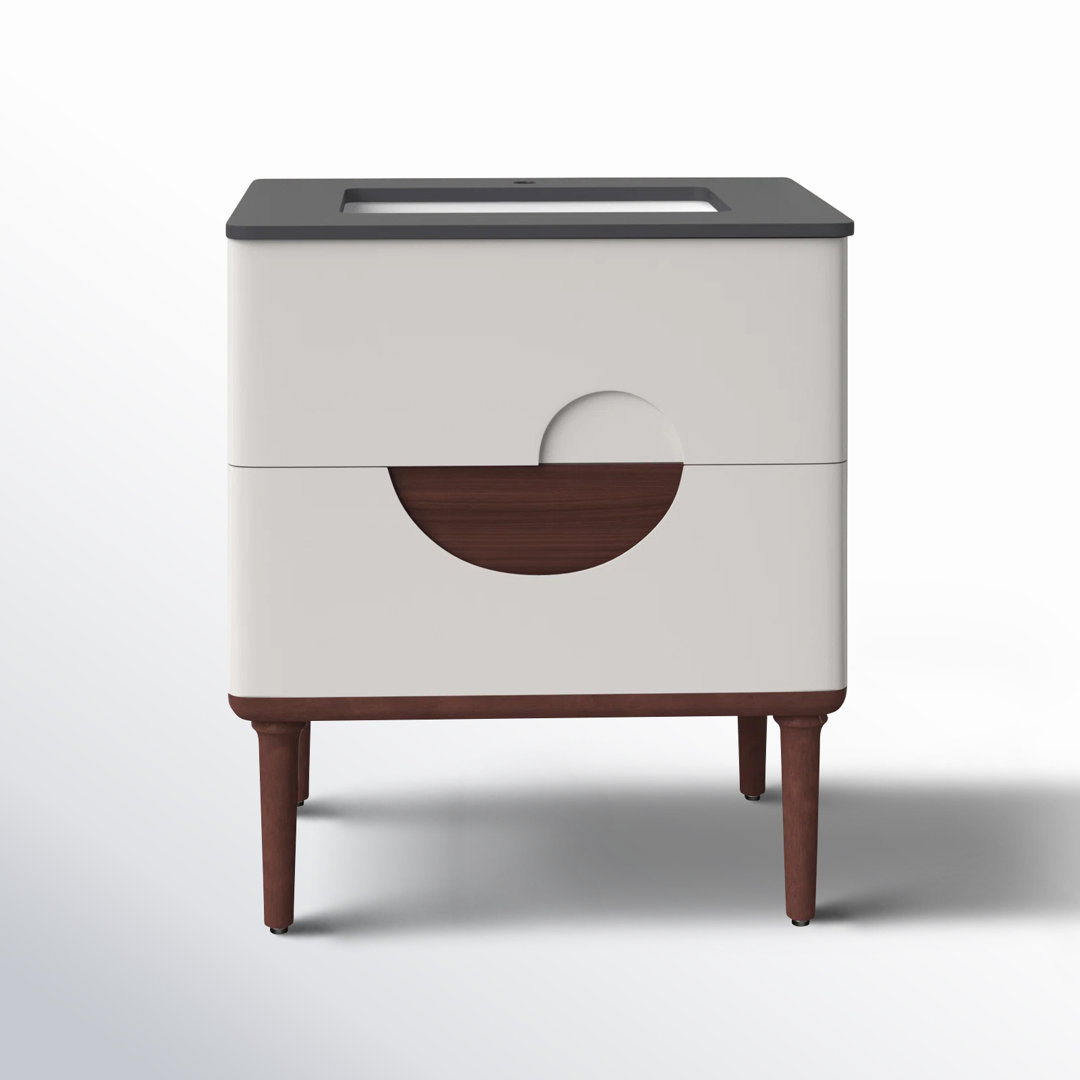 Kimber 30'' Natural Wood Veneer plywood Bathroom Vanity with Engineered Quartz Top AllModern Base