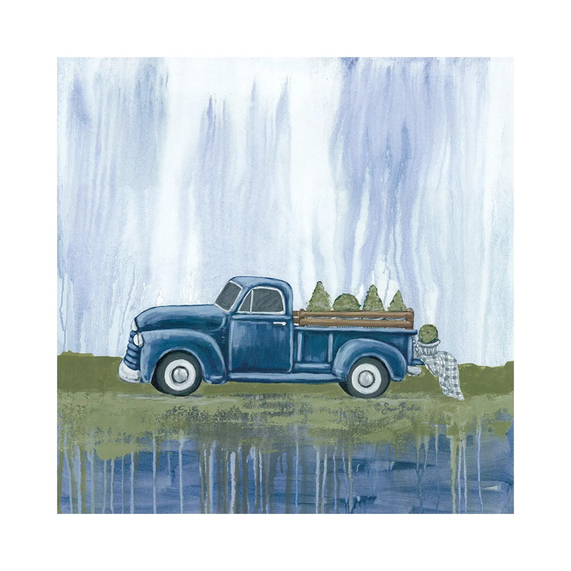 Blue Garden Truck by Sara Baker - Painting on Canvas, 30.48 cm H x 30.48 cm W, Wrapped Canvas