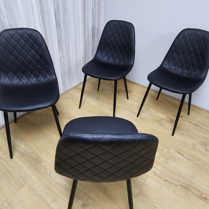 Penarth 44cm H Upholstered Metal Side Chair, Black, Black