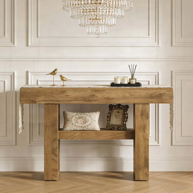 Console de rangement avec pieds réglables et stables, Marron clair