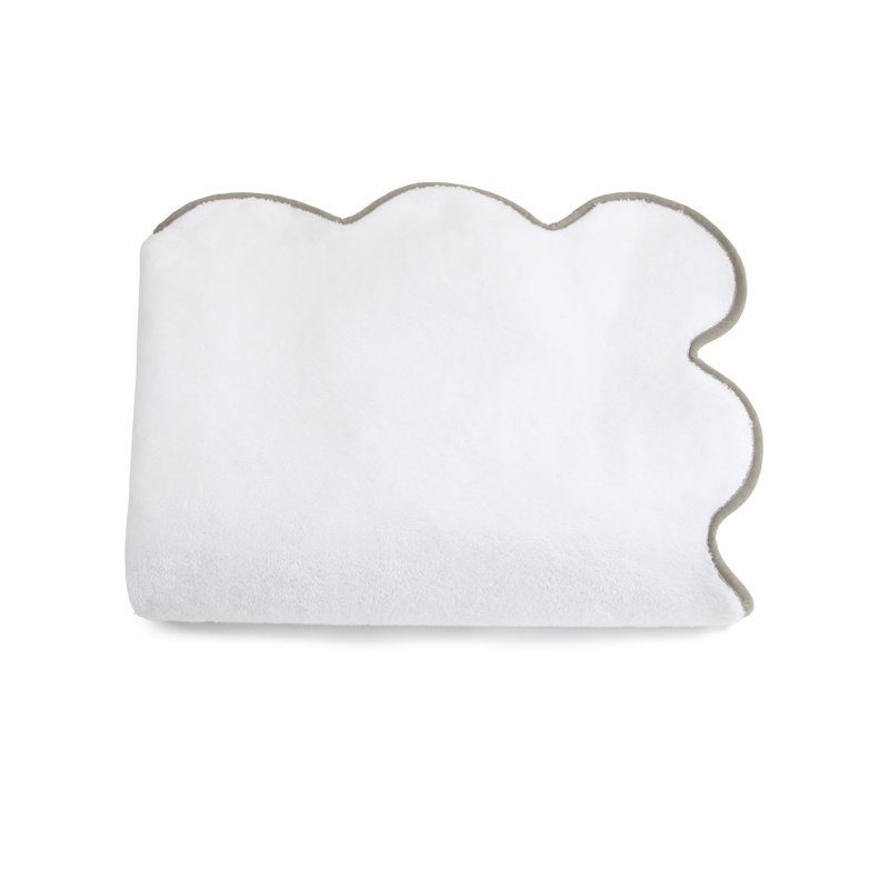 Charish Scalloped Bath Towel, White/Gray