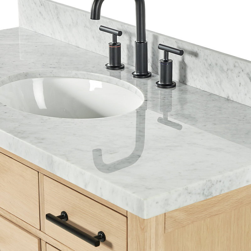 ARIEL Broeder Single Sink Bathroom Vanity with Italian Carrara Marble Top, Oval, 49"