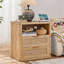 Ensemble de 3 meubles en rotin, style bohème bois : commode à 6 tiroirs (122 cm), commode haute (107 cm), table de chevet 2 tiroirs (58 cm) avec station de recharge.-823333531