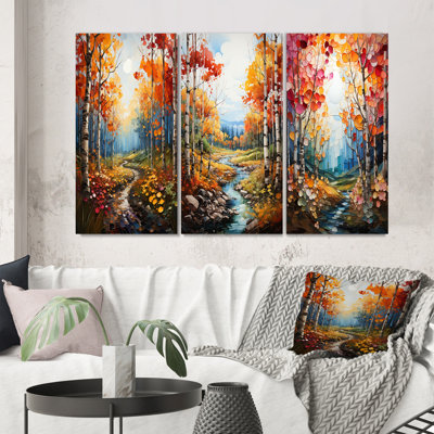«Birch Woods Autumn Harmony», 3 pièces